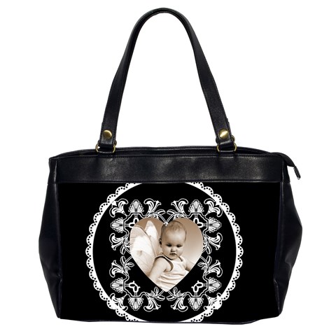 Lacy Heart Black & White Oversized Office Bag By Catvinnat Front