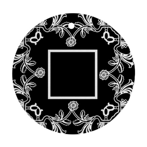 Art Nouveau Black & White Round Single Side Ornament By Catvinnat Front