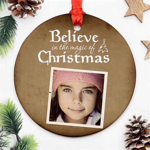 Christmas Believe Magic Christmas Ornament  By Jorge Front