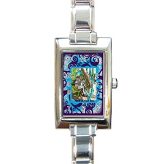 Fantasia funky turquoise  rectangle charm watch - Rectangle Italian Charm Watch