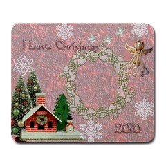 I love Christmas pink remember when large mousepad