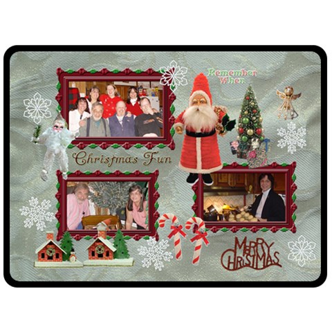 Vintage Christmas Santa Old Fashioned Fleece Blanket White By Ellan 80 x60  Blanket Front