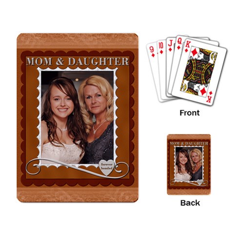 Mom & Daughter Playing Cards By Lil Back