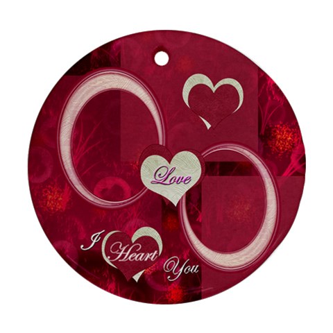 Love I Heart You Pink Ornament Round By Ellan Front