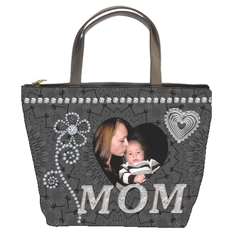 Charcoal Diamond Mom Bucket Bag By Lil Front