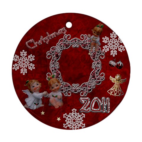 Angels W Stars 2023 30 Ornament Round By Ellan Front