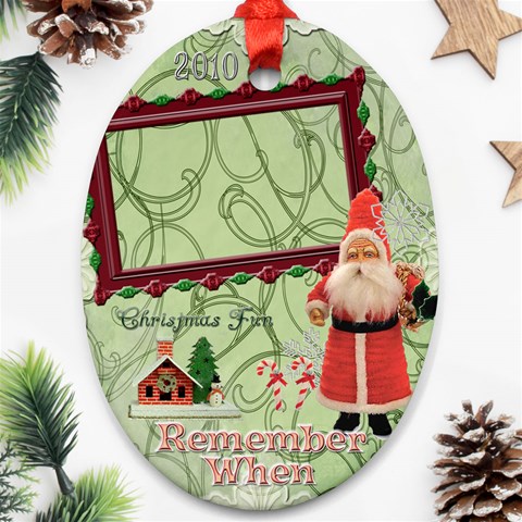 Santa Remember When Oval Christmas Ornament By Ellan Front