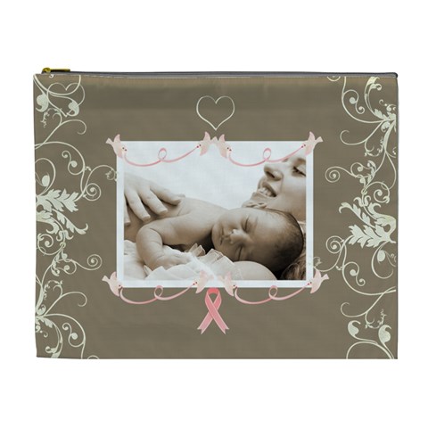 Breast Cancer Pink Ribbon Cosmetic Case By Catvinnat Front