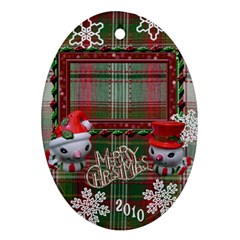 Snowman Merry Christmas oval Christmas Ornament - Ornament (Oval)