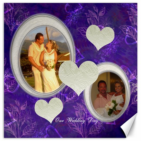 Our Wedding Day Purple Heart 12x12 Canvas By Ellan 11.4 x11.56  Canvas - 1