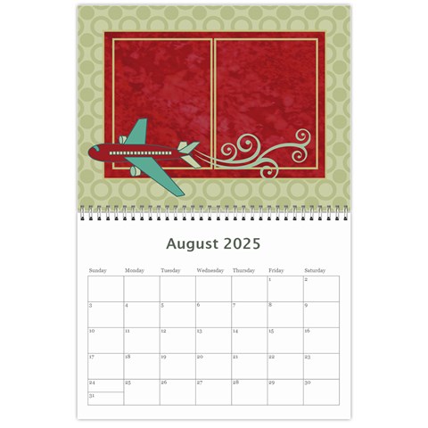 2025 Airplane 12 Month Calendar By Klh Aug 2025