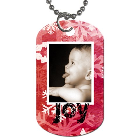 Peace & Joy Red Snowflake L Dog Tag By Catvinnat Back