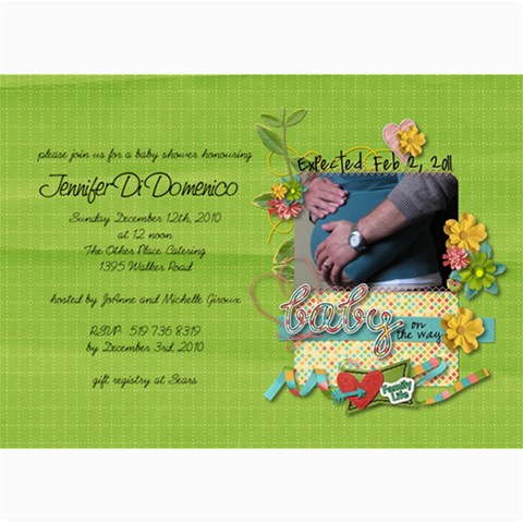 Baby Shower Invitation By Jennifer 7 x5  Photo Card - 11