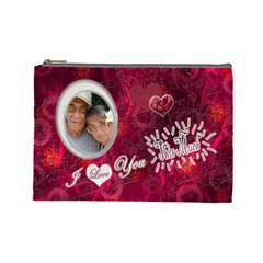 I heart you THIS MUCH pink white large cosmetic bag (7 styles) - Cosmetic Bag (Large)