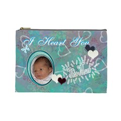 I heart you THIS MUCH Baby blue aqua2 Large Cosmetic Bag (7 styles) - Cosmetic Bag (Large)
