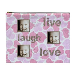 pink hearts live, laugh, love extra large cosmetic bag (7 styles) - Cosmetic Bag (XL)