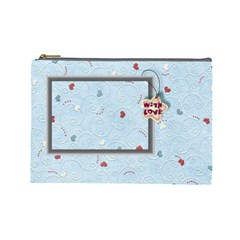 With love blue -large cosmetic bag - Cosmetic Bag (Large)