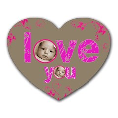 Love You Valentines Mocha Pink Heart Mousemat