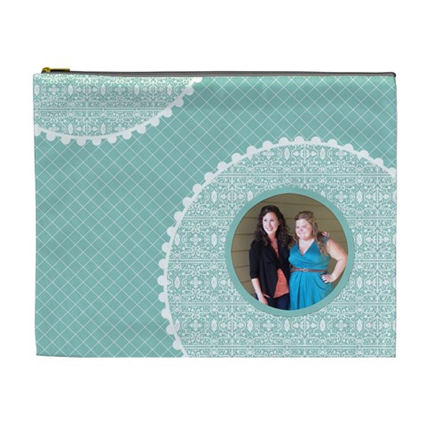 Tiffany Blue Circles Xl Cosmetic Bag By Klh Front