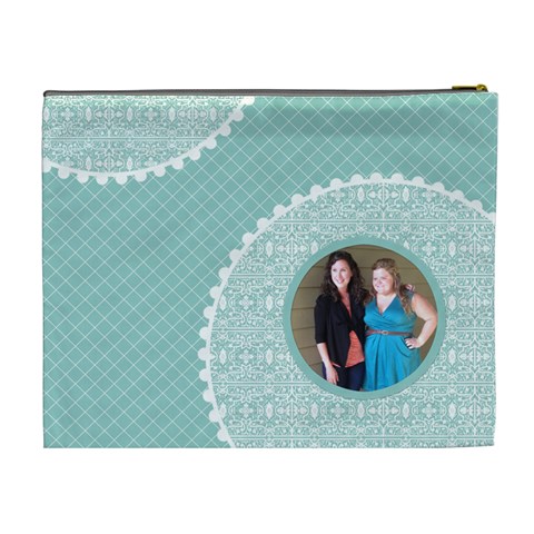 Tiffany Blue Circles Xl Cosmetic Bag By Klh Back