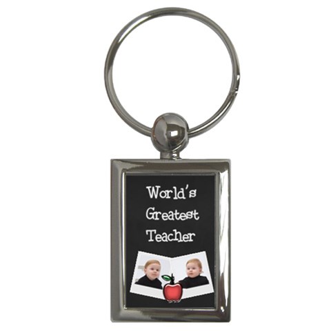 World s Greatest Teacher Keychain W Photos (rectangle) By Jen Front