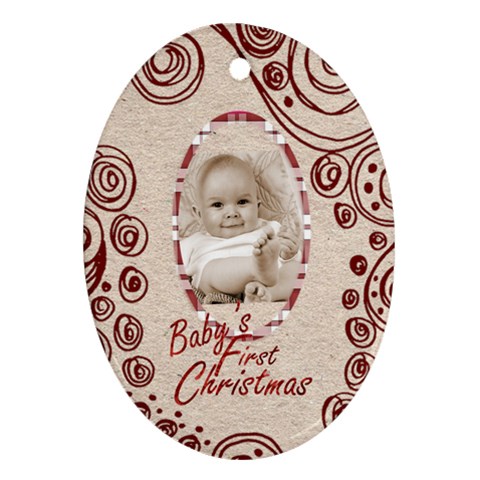 Baby s First Christmas  Oval Ornament By Catvinnat Front