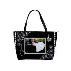 Elegant Black & Pearl Shoulder Handbag - Classic Shoulder Handbag