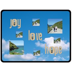 Joy love hope blue sky fluffy clouds extra large fleece (4 styles) - Fleece Blanket (Large)