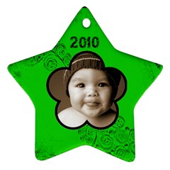 Scroll Upon a Star black & lime 2010 star ornament - Ornament (Star)