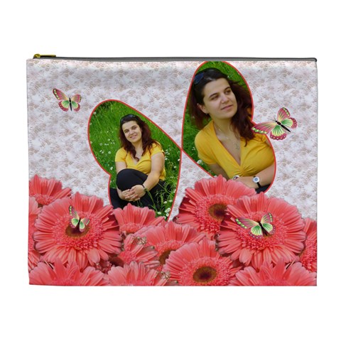 Butterflies And Flowers Cosmetic Bag Xl 1 By Galya Front