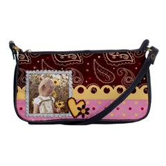 Brown, Pink, And Yellow, Heart Shoulder Clutch