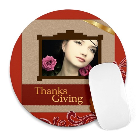 Thanks Giving By Joely 8 x8  Round Mousepad - 1