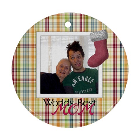 Worlds Best Mom Christmas Ornament By Lisa Minor Front