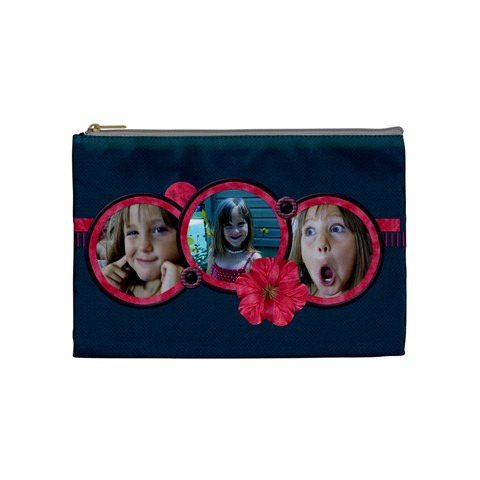 Tickled Pink Medium Cosmetic Bag By Lisa Minor Front