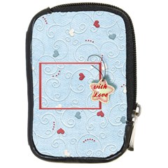 with Love blue - Compact Camera Leather Case