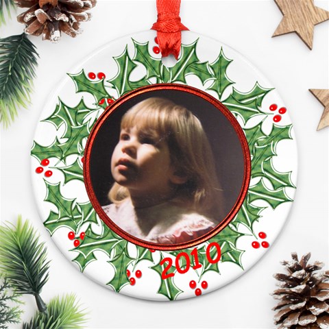 Ornament Round Template Holly By Laurrie Front