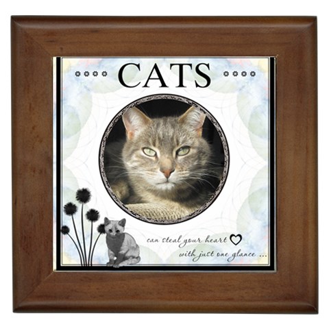 Cats Can Steal Your Heart Framed Tile By Lil Front