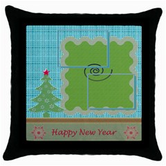 Happy New Year pillow - Throw Pillow Case (Black)