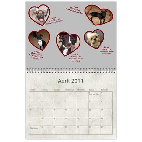 Rescue Calander By Tracy Caccavella Apr 2011