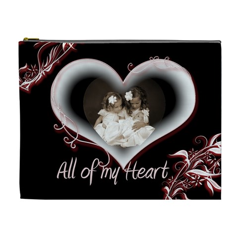 All Of My Heart Extra Large Cosmetic Bag By Catvinnat Front