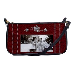 Red Stitched Shoulder Clutch Handbag - Shoulder Clutch Bag
