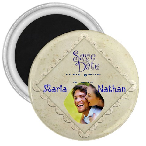 Damask Silk Save The Date 3 Inch Magnet By Catvinnat Front