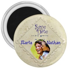 Damask Silk Save the Date 3 inch Magnet - 3  Magnet
