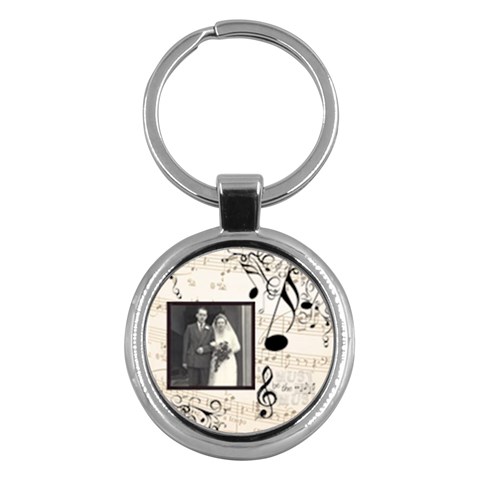 Must Be The Music Round Sepia Keyring By Catvinnat Front