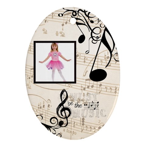 Must Be The Music Oval Ornament By Catvinnat Front