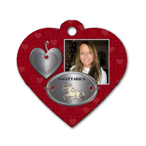 Sagittarius Zodiac Heart Dog Tag By Lil Front