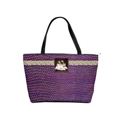 Mock Python Purple Photo Buckle Classic Shoulder Bag