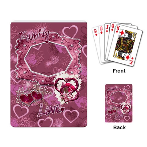 Love Pink Heart Rose Playing Cards By Ellan Back