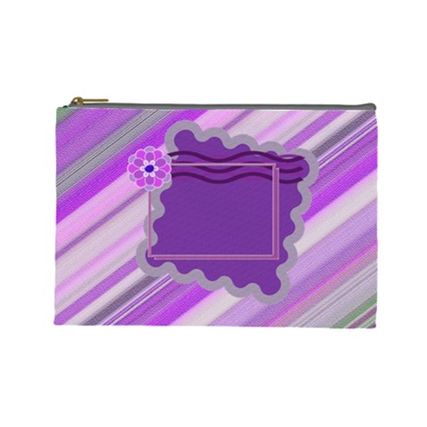 Purple Flower L Cosmetic Bag By Daniela Front