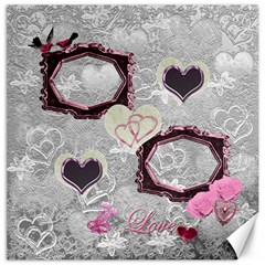 I Heart You Pink Silver 16x16 Canvas